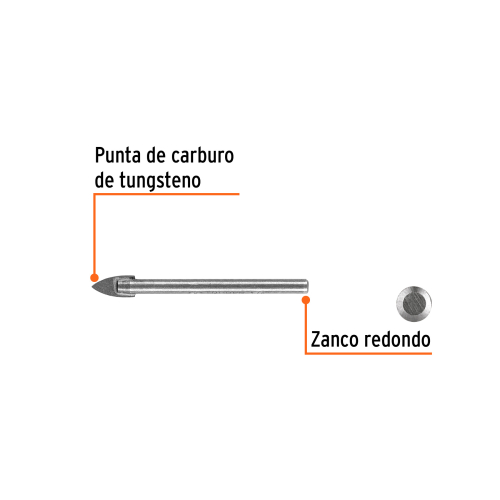 BROCA PARA VIDRIO Y MAYÓLICA DE 1/4", TRUPER 11702