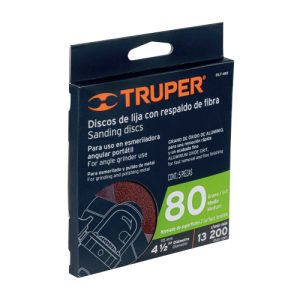 DISCO DE LIJA 4 1/2" CON RESPALDO DE FIBRA GRANO 80 TRUPER 100127