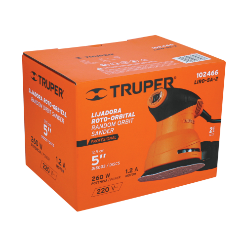 LIJADORA ROTO ORBITAL PROFESIONAL 5",260W, 220V, TRUPER 102466