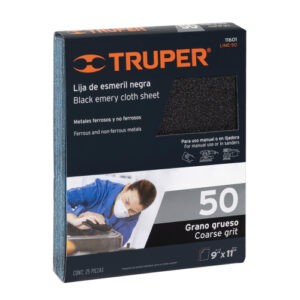 TRUPER - 11601 - LIJA DE ESMERIL NEGRA GRANO 50 DE ÓXIDO DE ALUMINIO