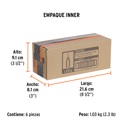ALICATE DE CORTE DIAGONAL TRUPER 17312 - 6" (15CM) MANGO DE PVC