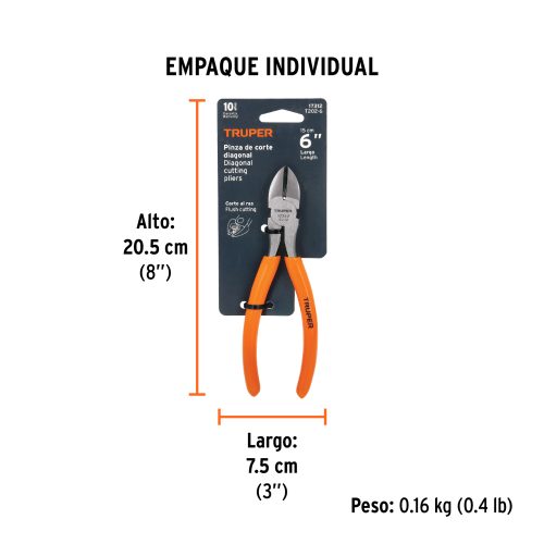 ALICATE DE CORTE DIAGONAL TRUPER 17312 - 6" (15CM) MANGO DE PVC
