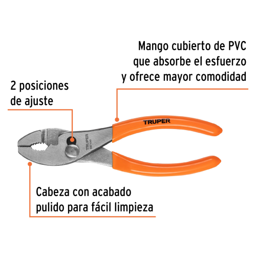ALICATE DE MECÁNICO 6" (15CM) MANGO DE PVC TRUPER 17300