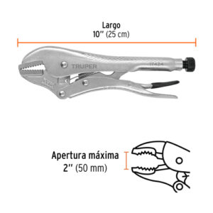 ALICATE DE PRESIÓN TRUPER 17424 - 10" (25CM) MORDAZA RECTA