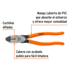 ALICATE UNIVERSAL PROFESIONAL, CABEZA CUADRADA TRUPER 17305 - 9" (23CM)