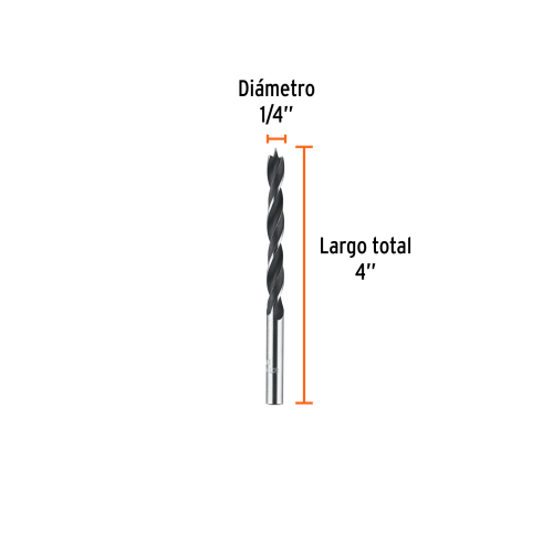 BROCA CON PUNTA CENTRADORA PARA MADERA 1/4", TRUPER 101691