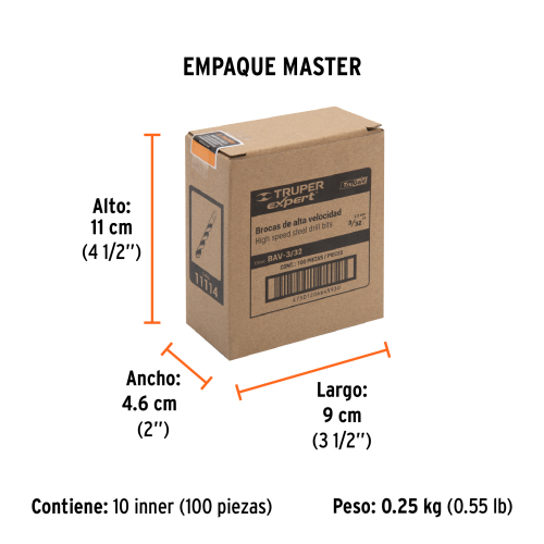 BROCA HSS 3/32" TRUGOLD PARA METAL, TRUPER EXPERT 11114