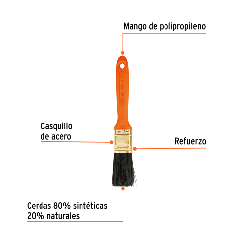 BROCHA PROFESIONAL TRUPER 14481 - 1" CON MANGO DE PLÁSTICO