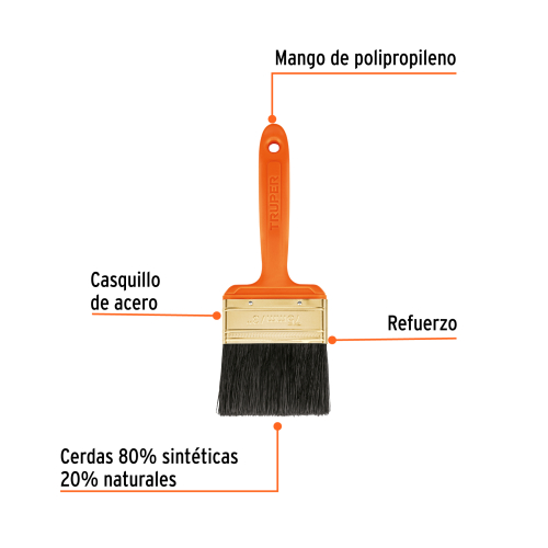 BROCHA PROFESIONAL TRUPER 14485 - 3" CON MANGO DE PLÁSTICO