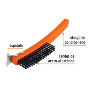 CEPILLO DE ALAMBRE 51 PINCELES ACERO AL CARBONO C/ESPÁTULA TRUPER 11539
