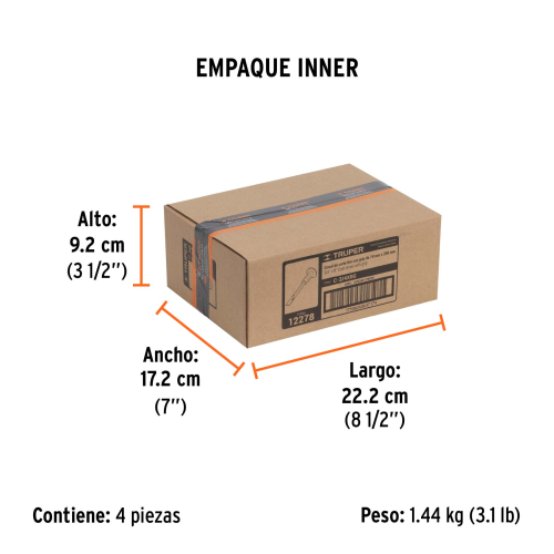 CINCEL DE CORTE FRÍO 3/4 X 8" CON GRIP, TRUPER 12278