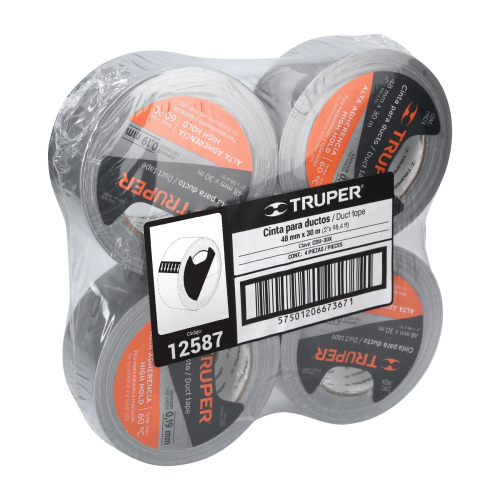 CINTA DE 30 M PARA DUCTO, ESPESOR 0.19 MM, TEMP. MÁX. 60°C TRUPER 12587
