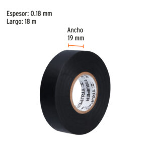 CINTA DE AISLAR DE 18 M X 19 MM, NEGRA, TRUPER 12500