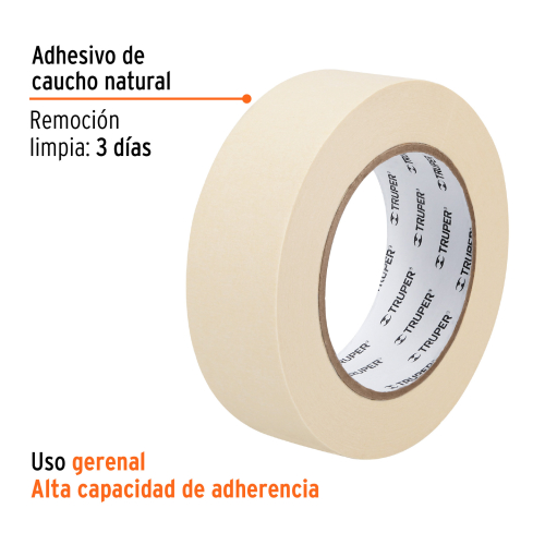 CINTA MASKING TAPE BLANCA DE 1-1/2" X 50 M, TRUPER 12592
