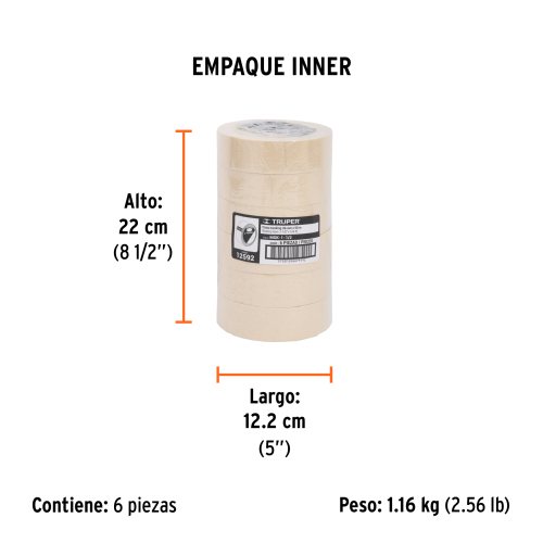 CINTA MASKING TAPE BLANCA DE 1-1/2" X 50 M, TRUPER 12592