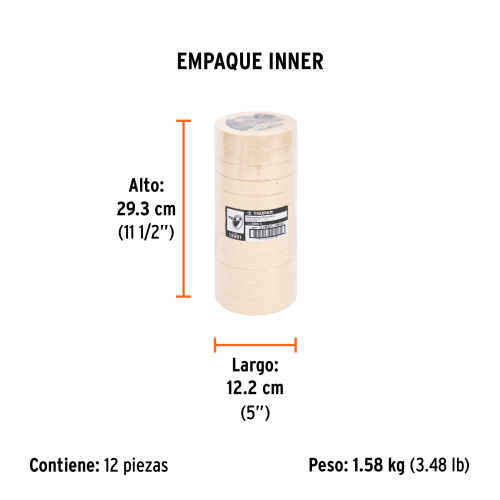 CINTA MASKING TAPE DE 1" X 50 M, TRUPER 12591