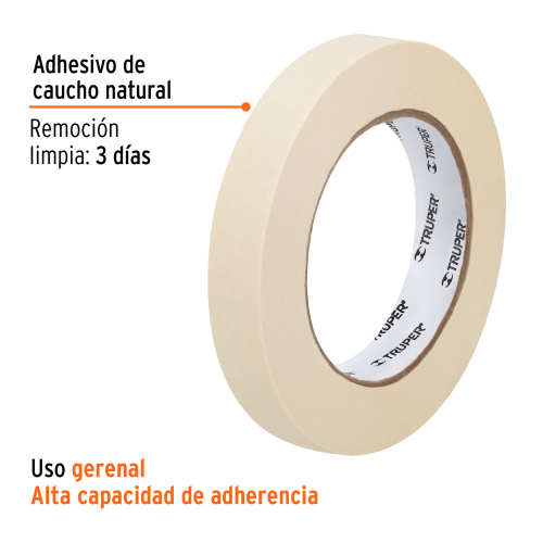 CINTA MASKING TAPE DE 1/2" X 50 M, TRUPER 12589