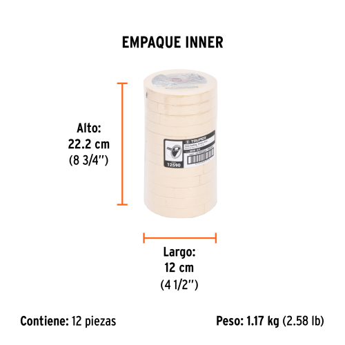 CINTA MASKING TAPE DE 3/4" X 50 M, TRUPER 12590