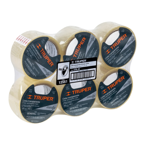 CINTA PARA EMBALAJE 48 MM X 40 M TRANSPARENTE, TRUPER 12551