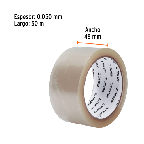 CINTA PARA EMBALAJE 48 MM X 50 M TRANSPARENTE, TRUPER 12555