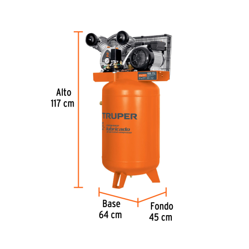 COMPRESORA VERTICAL 120 L, 4 HP (POTENCIA MÁXIMA ), 220 V, TRUPER 102131