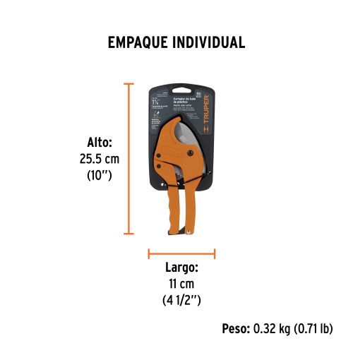 CORTADOR DE TUBO DE PLÁSTICO, CORTE 1-5/8" (41 MM), TRUPER TRUPER 12860