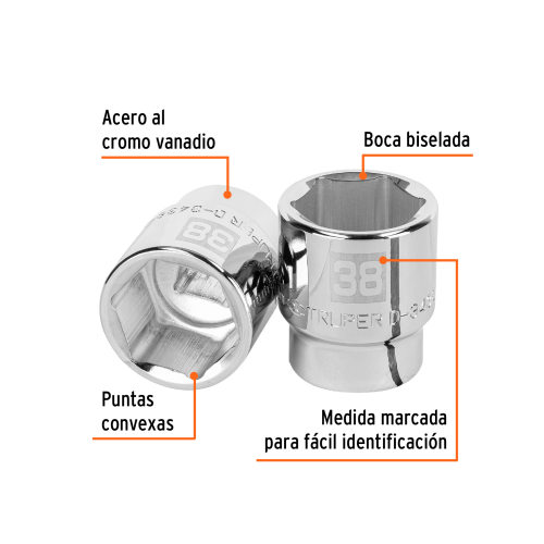 DADO HEXAGONAL TRUPER 14989 - 38 MM, 6 PUNTAS, CUADRO 3/4"