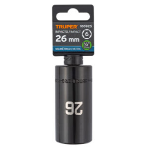 DADO LARGO IMPACTO DE 26 MM, 6 PUNTAS, CUADRO 1/2" TRUPER 100925