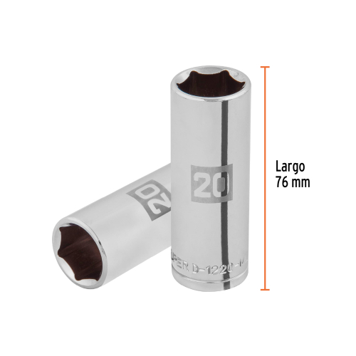 DADO TUBULAR HEXAGONAL ENCASTRE 1/2" DE 20 MM, TRUPER 101008