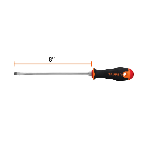 DESARMADOR PLANO 1/4" X 8" MANGO COMFORT GRIP, TRUPER 100833