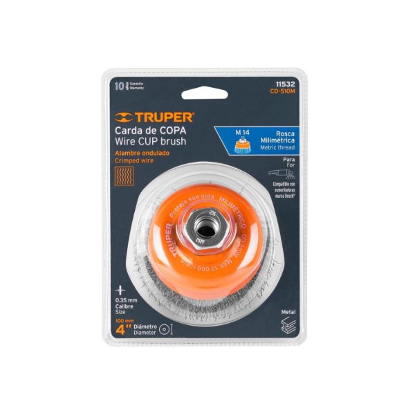 ESCOBILLA COPA ONDULADO FINO 4"-M14 TRUPER 11532