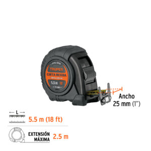 FCN-55M FLEXÓMETRO CINTA NEGRA, 5.5 M, CINTA 27 MM TRUPER 11745