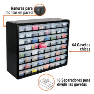 GAVETERO DE NIVELES CON 64 GAVETAS, TRUPER 10895