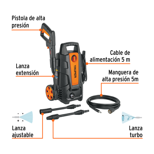 HIDROLAVADORA ELECTRICA 1500 PSI 220 V TRUPER 102095