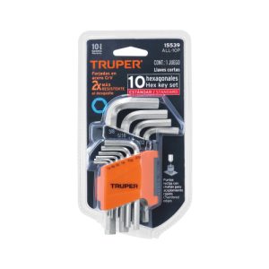 JUEGO 10 LLAVES ALLEN STD EN PULGADAS PUNTA HEXAGONAL CON ORGANIZADOR TRUPER 15539
