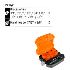 JUEGO DE 11 SIERRAS COPA BIMETÁLICAS Y 2 GUÍAS, TRUPER EXPERT 15411