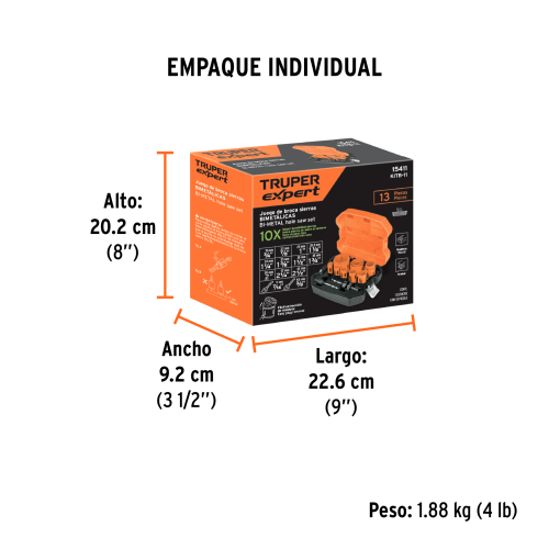 JUEGO DE 11 SIERRAS COPA BIMETÁLICAS Y 2 GUÍAS, TRUPER EXPERT 15411