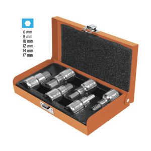 JUEGO DE 6 DADOS CUADRO 1/2" PUNTA HEX MM, ESTUCHE METÁLICO TRUPER 13926