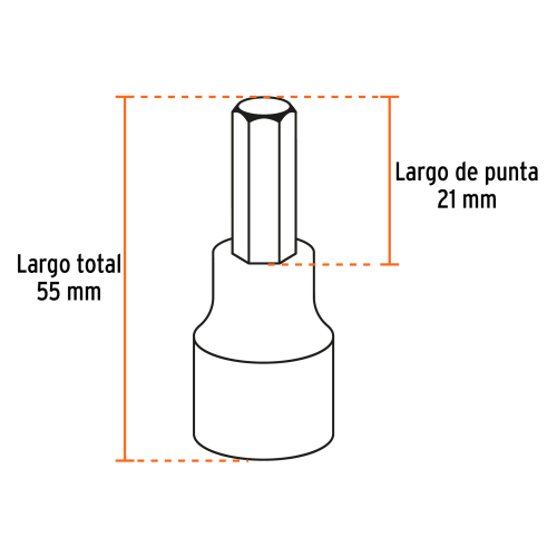 JUEGO DE 7 DADOS CUADRO 1/2" PUNTA HEXAGONAL EN PULGADAS, TRUPER 102239