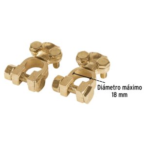 JUEGO DE BORNES PARA BATERÍA POSTE SUPERIOR, LATÓN, PRETUL - TRUPER 23042