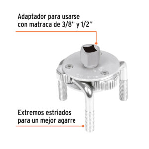 LLAVE DE 3 PUNTOS 3" A 4-1/2" PARA FILTRO DE ACEITE, TRUPER 14543