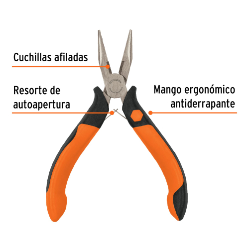 MINI ALICATE DE PUNTA Y CORTE  5" (13CM) MANGO COMFORT GRIP TRUPER 17366