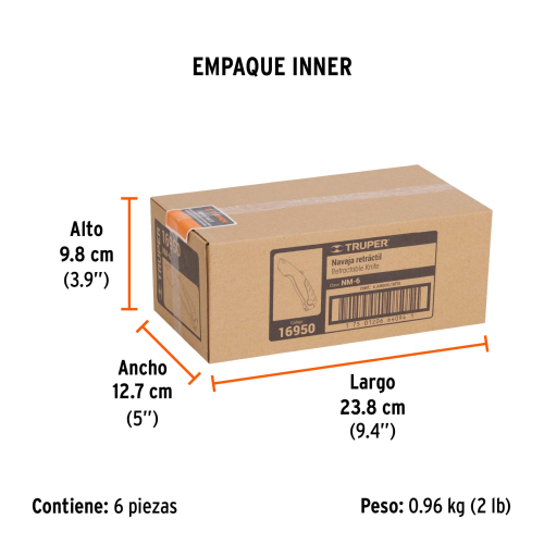 NAVAJA RETRÁCTIL 7" CUERPO DE ALUMINIO, TRUPER 16950