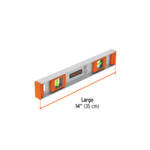 NIVEL PROFESIONAL DE ALUMINIO TIPO VIGUETA CON PROTECCIÓN DE ABS CONTRA IMPACTO MEDICIÓN 0° Y 90° 14" TRUPER 17032