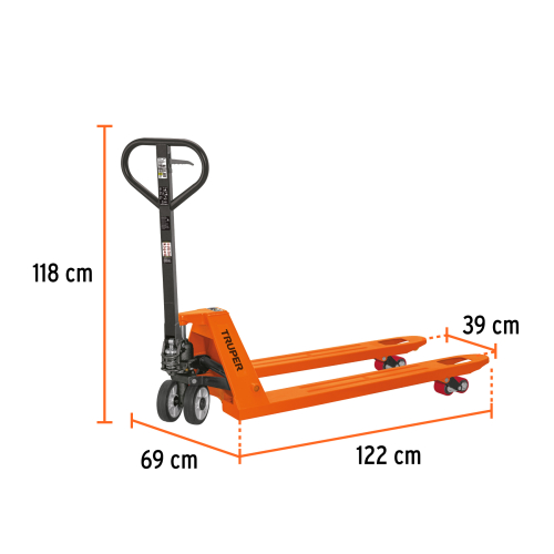 PATÍN TRASPALETA 2 TON CON RUEDAS DE HULE/POLIURETANO TRUPER 15081