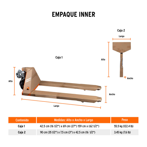 PATÍN TRASPALETA 2 TON CON RUEDAS DE HULE/POLIURETANO TRUPER 15081