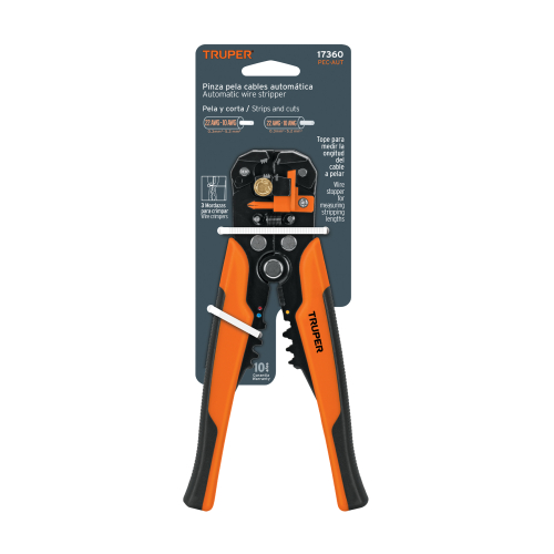 PINZA 8" PELA CABLES AUTOMÁTICA, 22 A 10 AWG, TRUPER 17360