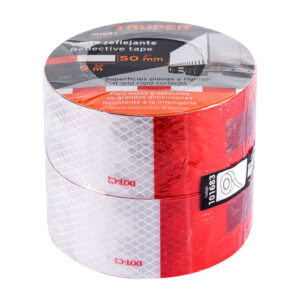 ROLLO DE 9 M X 2" DE CINTA REFLEJANTE DE PVC ROJO/BLANCO, TRUPER 101683